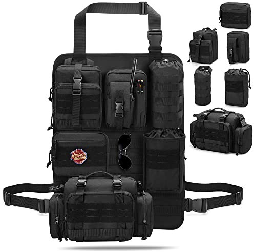 HODRANT Tactical Car Seat Back Organizer, Hanging Vehicle Back Seat Organizer with 6 Removable Molle Pouches, Universal Bag for Truck, Molle Accessories Bag, Bags Only
