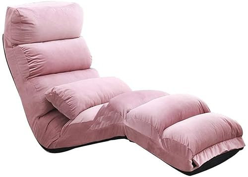 JORAsa Bodenstuhl mit Rückenlehne Einzelklapp-Loungesessel Flanellgewebe Mehrstufige Einstellung Unabhängiger Liner Bodenstuhl Abnehmbarer und waschbarer Meditationsstuhl Pink