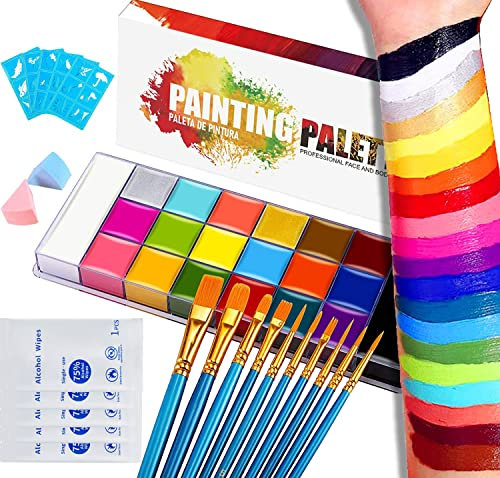 Face Bodypainting Set, 20 Farben Gesichtsfarbe Body Painting Öl, Sichere Körperfarben Schminkfarben Kinderschminke für Karnevalsschminke, Babybauch Bemalen, Theaterschminke, Halloween, Party-Makeup