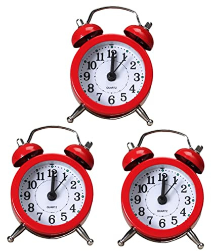 PRETYZOOM Kleine Uhr Rot 3st Wecker Kleine Uhr Ländlich s Rot Wecker