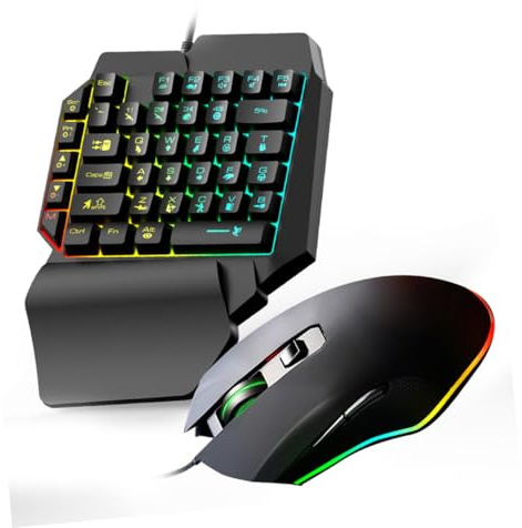 Gadpiparty Tastiera da Gioco Retroilluminata con Mouse, Set per Videogiochi per Ragazzo Ragazza e Intrattenimento Domestico, Design Compatto con Funzionamento Preciso e Facile Installazione