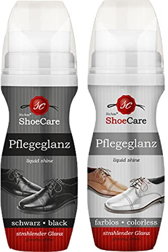 ReAm | 2er Set Schuh Pflegeglanz farblos + schwarz | Pflege von Lederschuhen