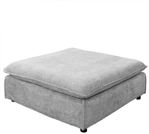 riess-ambiente.de Großer Hocker Heaven 100cm grau Bouclé Polsterhocker Federkern Abnehmbarer Bezug