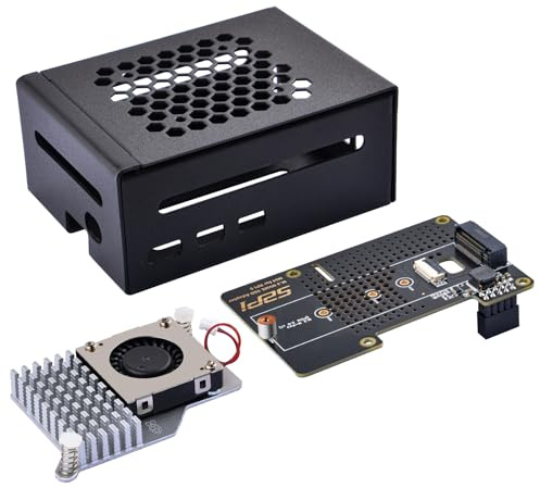 GeeekPi Metal Case with N04 PCIe M.2 Key-M NVMe SSD PCIe Peripheral Board for Raspberry Pi 5,with Raspberry Pi 5 Official Active Cooler,Support M.2 NVMe SSD 2230 2242 2260 2280