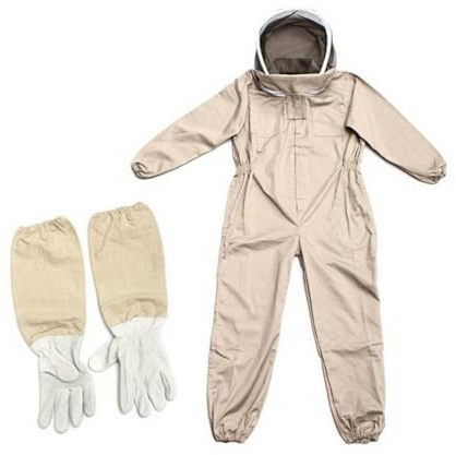 Traje de Apicultura con Guantes, Traje de Apicultor Profesional con Velo, Ropa Apicultura Protección Cuerpo Completo Hombres Mujer, Traje de Abejas para Apicultura Transpirable Anti Avispas Equipo
