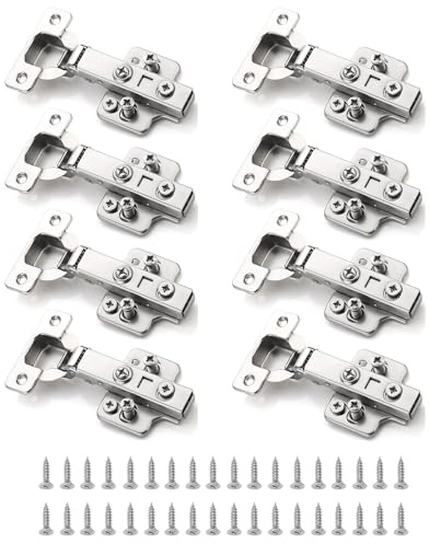 8 Pcs Schrankscharniere Küche Scharniere Schranktür, Schlafzimmer Kleiderschrank Türscharniere für Bad Schlafzimmer Esszimmer Full Overlay Mute Hydraulische Soft Close Scharniere, Folded Türscharniere