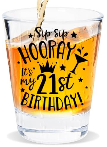 21st Birthday Gifts for Her Him, Happy Birthday Gift Women Men, Funny Gift for 21 Year Old Boys Girls, 2004 Shot Glass, Birthday Party Decoration