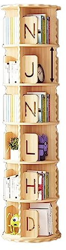 Bücherturm Freistehend Stehendes Bücherregal aus Holz, um 360° drehbares Bücherregal, mehrschichtiges Bücherregal für Bücherregale im Wohnzimmer zu Hause, um Platz zu sparen perfekte Darstellung