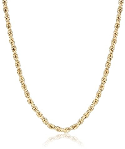 Bling King London Gold Twisted Rope Chain, 5mm Thick 24 Inch Long