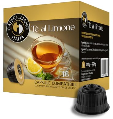Caffè Iuliano The al Limone - 32 Capsule di Tè al Limone, Compatibili con Macchine Nescafè* Dolce Gusto*