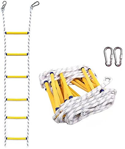 Rope Ladder,Safety Ladder,Escape Ladder Nylon Rope Ladder Emergency Fire Escape Rope Ladder with Hooks/4M