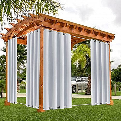 Wasserdichte Outdoor-Vorhänge mit Ösen oben und unten, winddichte Verdunkelungsvorhänge für Pavillon, Weiß, 134,6 x 238,8 cm