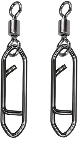 QISHUO Stainless Steel Fishing Swivels Lure Tackle Clips Snap Swivels Strength Barrel Saltwater Swivel Fishing Rolling Black Nickel, 50pcs, 54lbs