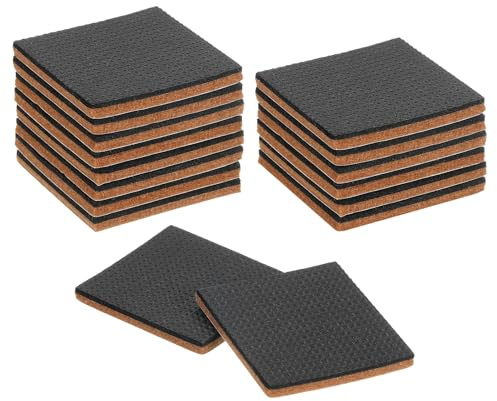 sourcing map 16 Pcs Felt & EVA Furniture Pads, 2 (50mm) Square Furniture Feet Wood Floor Protectors Self Adhesive for Protecting Hardwood Floors, Table Legs and Chair Legs, Brown+Black