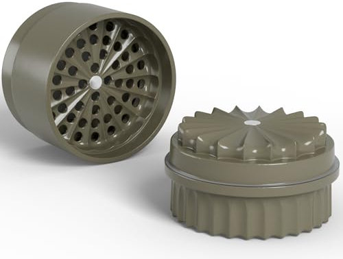 Molinillo de hierbas sin dientes, diámetro de 63 mm, revestimiento de nanocerámica para un molido sin adherencia, 5 piezas con recipiente de almacenamiento integrado en la tapa (barro)