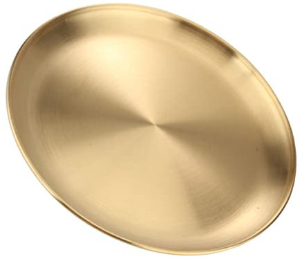 TOPBATHY 1 Pc plateau en acier inoxydable plaques d'or osier bar à salade gonflable étain sortie non plateau à fromage cheese board plat de barbecue de collations exquis Golden