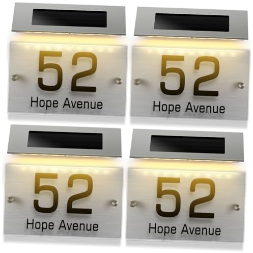 HOMSFOU 4sätze Solar Hausnummer Licht Mit Acryl-panel Solar Adressschild Für Außenbereich Individuell Gestaltbare Hausnummernbeleuchtung Für Garten Und Terrasse