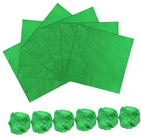 HOLIDYOYO Envoltorios De Chocolate De Aluminio 15x15 Cm Papel para Envolver Bolas De Dulce Texturizado Naranja Verde Seguro para Alimentos Resistente a Temperatura para Fiestas y Regalos 100 Unidades