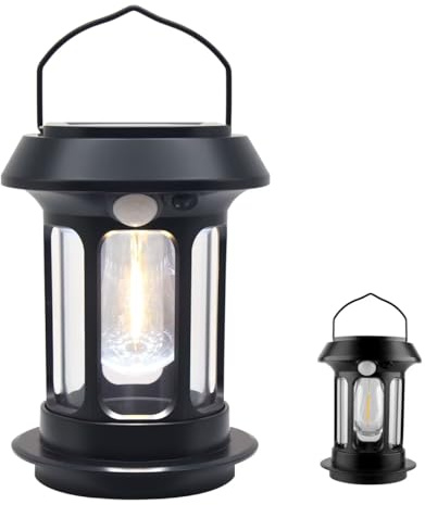 Horuili® Lampe de camping LED portable, lampes de camping à énergie solaire, lampe de camping étanche, chargement USB, luminosité variable, pour l'exploration, le camping, la pêche, les urgences