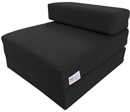MyLayAbout Kids Z Bed - Memory Foam Chair bed & Fold up Mattress | Available in 11 colours. Perfect for childrens sleepovers, reading corners or gaming. (Black, one size)