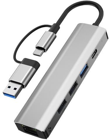 Gissroys Adaptador Ethernet RJ45 100 Mbps / 1000 Mbit/s con USB 3.0 USB 2.0 Docking Station USB Expander para oficina de conexión a Internet Adaptador de red