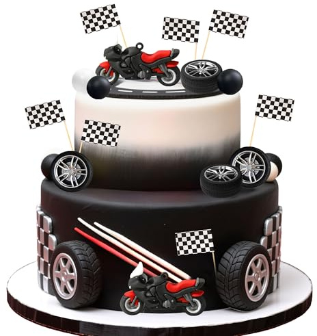 LaVenty Motorrad Tortendeko Dirt Bike Party Kuchen Dekorationen Motorrad | Motorrad Tortendeko Dirt Bike Party Kuchen Dekorationen Motorrad Mann Geburtstag für Dirt Bike Babyshower Dekor
