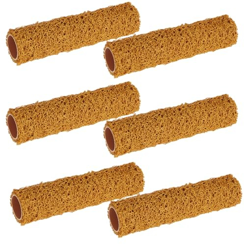 6 Pcs 9 Inch Textured Paint Roller Set Small Texture Paint Roller Covers for Putty Textured Coatings Painting Walls Ceiling Home Improvement(Brown)