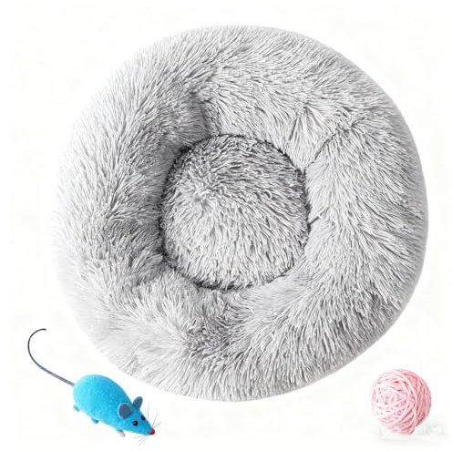 Kiuiom Cama De Felpa para Mascotas, Donut para Mascotas, Cama para Gatos, Mullida, Redonda, CojíN para Perros, Cesta para Gatos, para Dormir, CojíN para Perros, Lavable para Cachorros