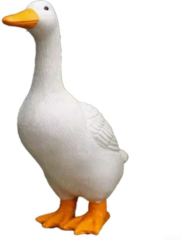 Zilimontt Statua a forma di anatra in resina, decorazione da giardino per esterni, con design realistico, per piscine e laghetti di pesci, bianco (#3)