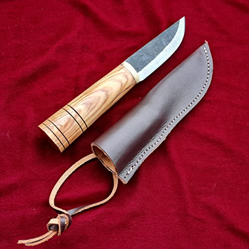 Craftopatic Medeltida kniv | handgjord vikingingingkniv | keltisk kniv för trädgård och camping med läderväska | LARP | HFK23