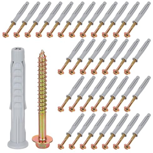 YKUKIZEE 50 PCS M8x60 Heavy Duty Masonry Brick Wall Fixing Screw Bolt Plug | for Cabinet Installation TV Mount, Wall Plugs And Screws, Plasterboard Coach Bolts with Wall Plugs