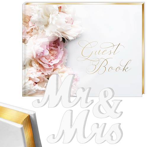 CompanyLyon Wedding Guestbook 128 Pages, Guestbook Hardcover, with Additional Letters Mr & Mrs. Guestbooks, Guestbook for Wedding, Guestbook for Wedding, Receptionbooks, Guestbook Wedding Reception.