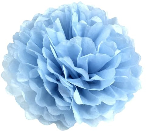 Hosifiy 20 Stück Hellblau Deko Seidenpapier Pompons, 25cm Dekorpapier Blumenpuscheln Papier für Geburtstag Party, Baby Shower, Taufe Mädchen, Einschulungsparty Mottoparty Feier