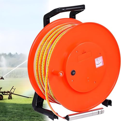 JIYINGHUI Niveau d'eau pour Puits Profonds jusqu'à 300 m – Mètre de Profondeur avec Sonde en Acier INOX 304 & Ruban d'acier Haute Visibilité pour Surveillance de Terrain 20m/65ft