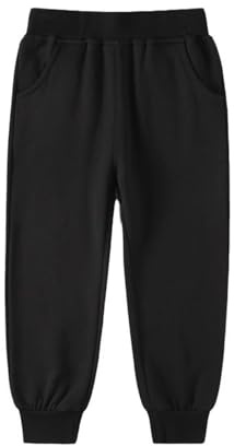 JZMHRS Boys School Jog Pants Kids Sports Pe Joggers Trousers Jogging Tracksuit Bottoms BIack 7-8 Years