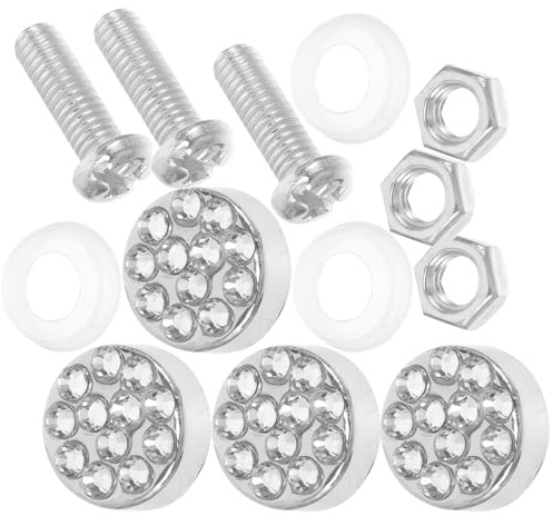 ZUNOXAZ Set 4 Clip Decorative Antifurto per Targhe Auto Viti di Montaggio Sostituibili in Plastica Bianca Accessori per Fissaggio Sicuro e Decorativo del Telaio Targa Adatti a Veicoli