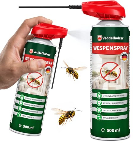 Veddelholzer 500 ml Wespenspray extra stark– Effektive Wespen Abwehr Anti Wespen Spray mit Sofortwirkung gegen Wespen im Haus, Garten & auf der Terrasse