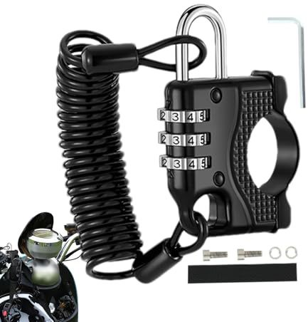 Serratura per Casco Moto | Gadget Antifurto in Lega di Alluminio | Blocco Casco per Bici Elettrica,per Adulti Unisex Parcheggio Esterno Moto Bici Elettrica e Garage