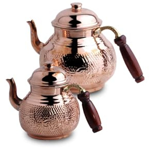 Théière Turque en Cuivre avec Tuğra, Artisanat Traditionnel, Cadeau pour Amateurs de Thé - Cuivre
