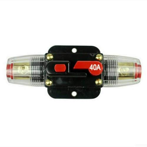 12 V-24 V DC Inline-Schutzschalter mit manuellem Reset, 20 A-150 A Sicherungshalter, für Auto-Audio, Marine, Solarstromanlagen, AGU Typ, manuelle Reset-Sicherungshalter (40 A)