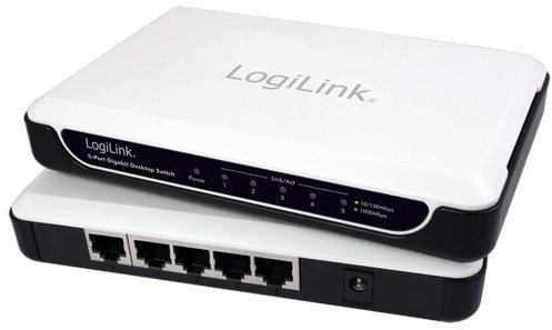 LogiLink NS0050A 5-Port Gigabit Desktop Ethernet Netzwerk Switch mit Netzteil 1A
