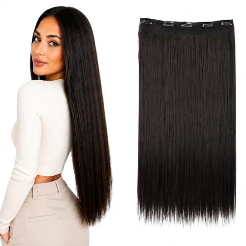 CAISHA 60cm Clip In Extensions Haarverlängerung Haarteil Schwarzbraun C52