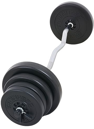 Curlstång med 40 kg vikter, curlset, SZ-stång med 40 kg hantelskivor