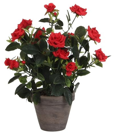 MICA Decorations Rosal Artificial en Maceta Stan - Al33 x Ø25 cm - Rojo
