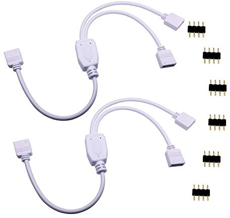 LITAELEK 2 Stück Splitter Kabel 1 bis 2 LED-Streifen RGB Kabel Splitter LED-Streifen DC 2 Wege 1 to 2 LED Splitter Kabel 4 Pin Verlängerung für SMD 5050 3528 2835 RGB LED Strip -30 cm, Weiß