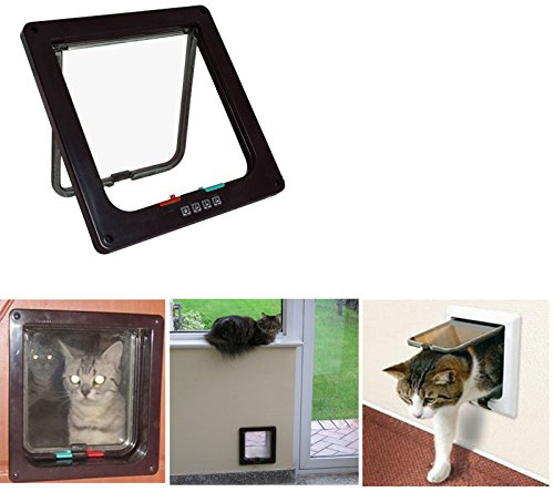 Wiiguda@Haustierklappe,Katzenklappe Hundeklappe Freie Tür mit Tunnel 4 Modi,Installieren Leicht,Magnet-Tür(25 * 23.5cm),schwarz.