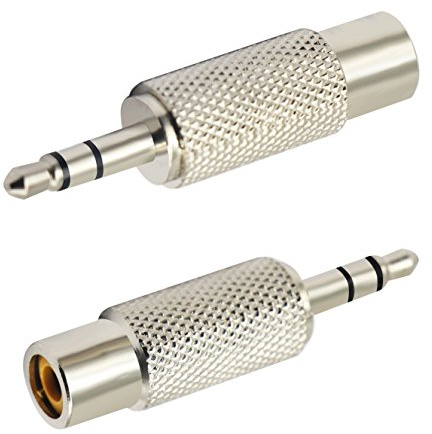 zdyCGTime RCA to 3.5MM Audio Adapter Metal 3.5mm (1/8 Inch) Stereo Plug Male to RCA Female Jack Adaptor Connector(Silver)(2 Packs, 3-Pole)