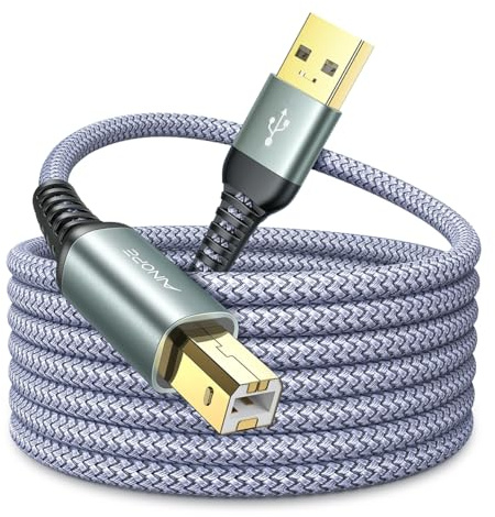 AINOPE USB Druckerkabel 10FT/3M Premium Durable USB-Druckerkabel USB 2.0 Type B Nylon Braided Kabel Männlich zu B Männlich Scanner Kabel High-Speed für HP, Canon, Dell, Epson, Lexmark, Xerox und Mehr