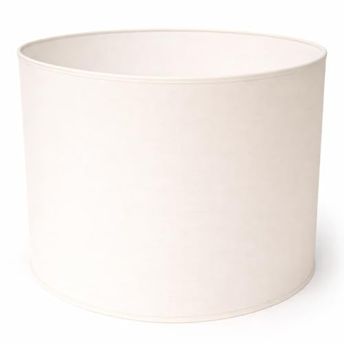 Pantalla Cilíndrica de Algodón, Hecha a Mano para Lámpara de Techo, Mesa y Pie - 40 cm Diámetro, 30 cm Altura - Marfil
