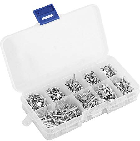 450 Stück Flachkopf-Nietsortiment aus Aluminium mit Nietung M2.5 Länge 3 mm - 20 mm